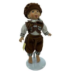 Premier Bisque Porcelain 16” Blonde Dutch Boy Male Doll with Tongue Out